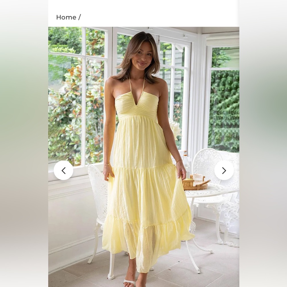 Cherley Yellow Halter Tiered Maxi Dress